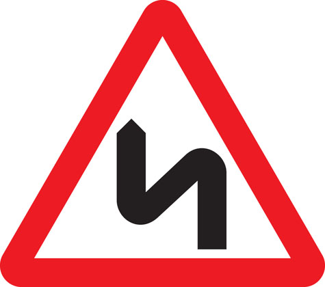 Double bend first to left (symbol may be reversed)