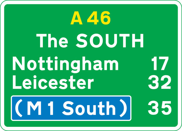 Route confirmatory sign after junction