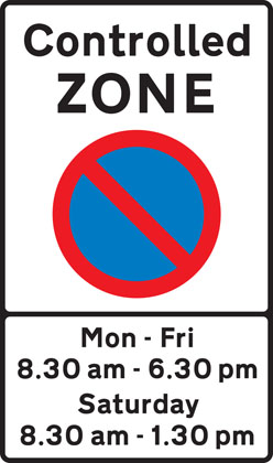 Entrance to controlled parking zone