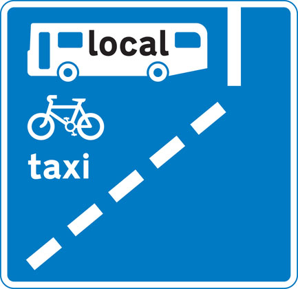 With-flow bus lane ahead which pedal cycles and taxis may also use