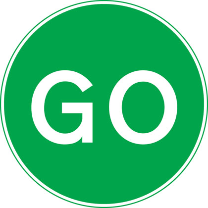 Manually operated temporary STOP and GO signs