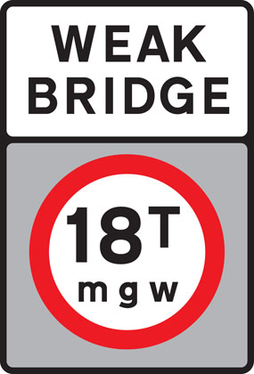No vehicles over maximum gross weight shown (in tonnes)