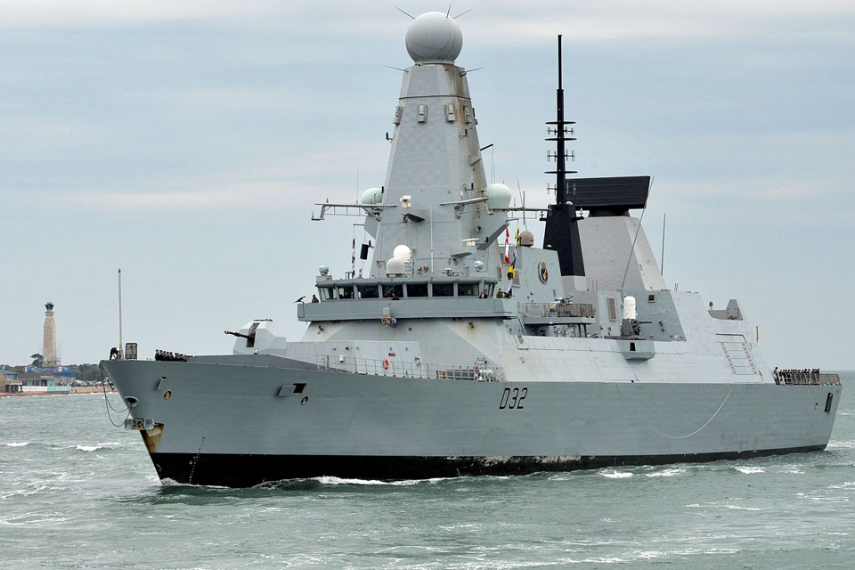 HMS Daring arriving in Portsmouth (library image)