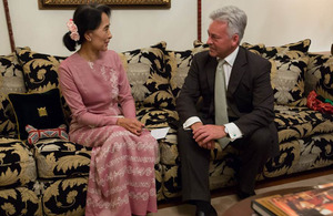 Development Minister Alan Duncan meets Aung San Suu Kyi. Picture: Tim Mitzman