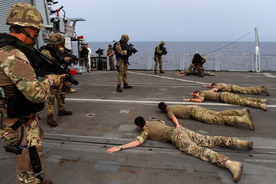 Royal Marines conducting a boarding exercise