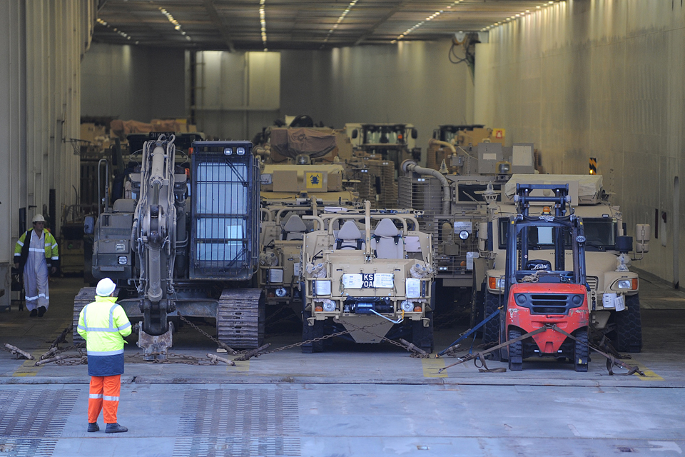 Vehicles being returned to the UK from Afghanistan