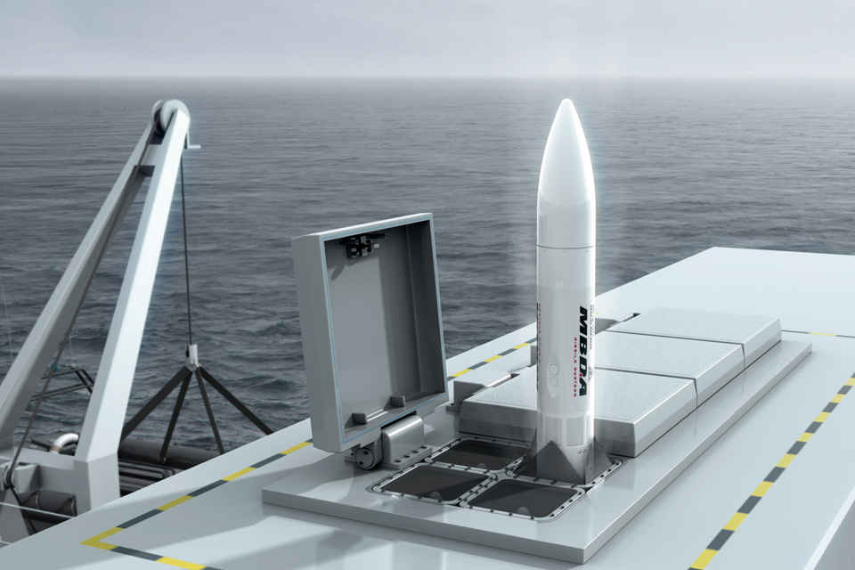 Computer-generated image of the Sea Ceptor missile system