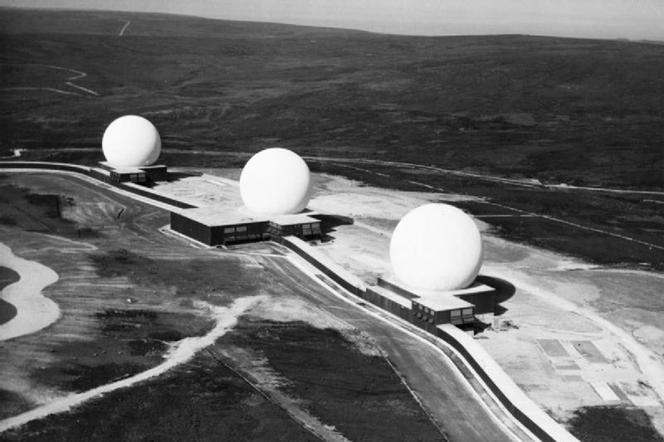 The golf-ball-shaped radar installations at RAF Fylingdales in 1963