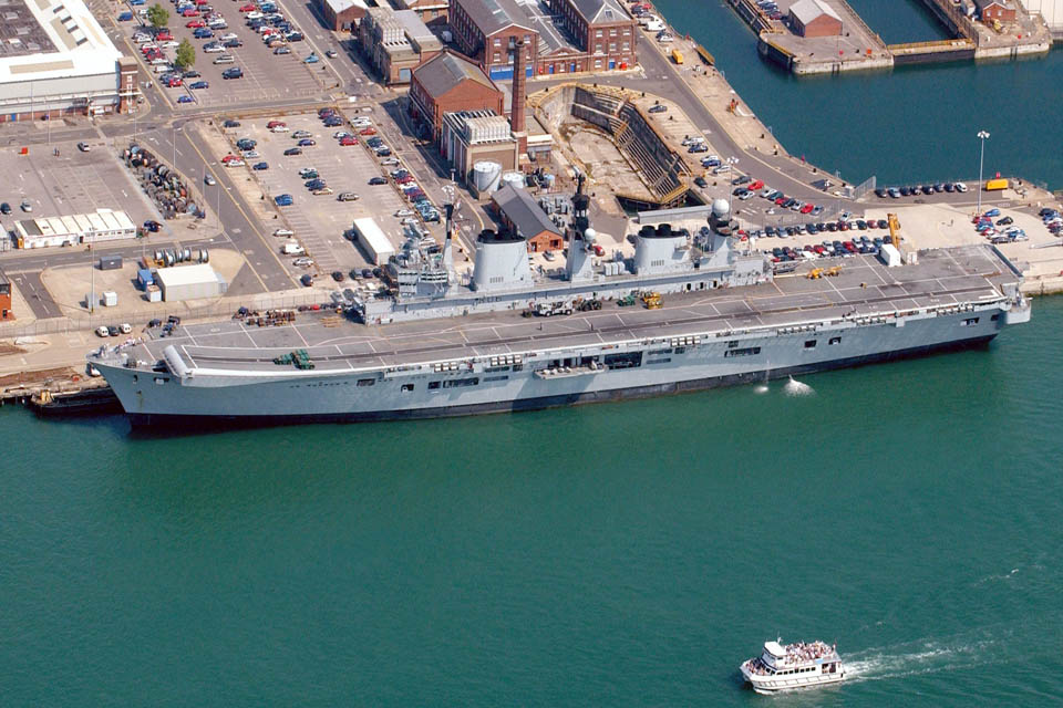 HMS Illustrious alongside at Portsmouth
