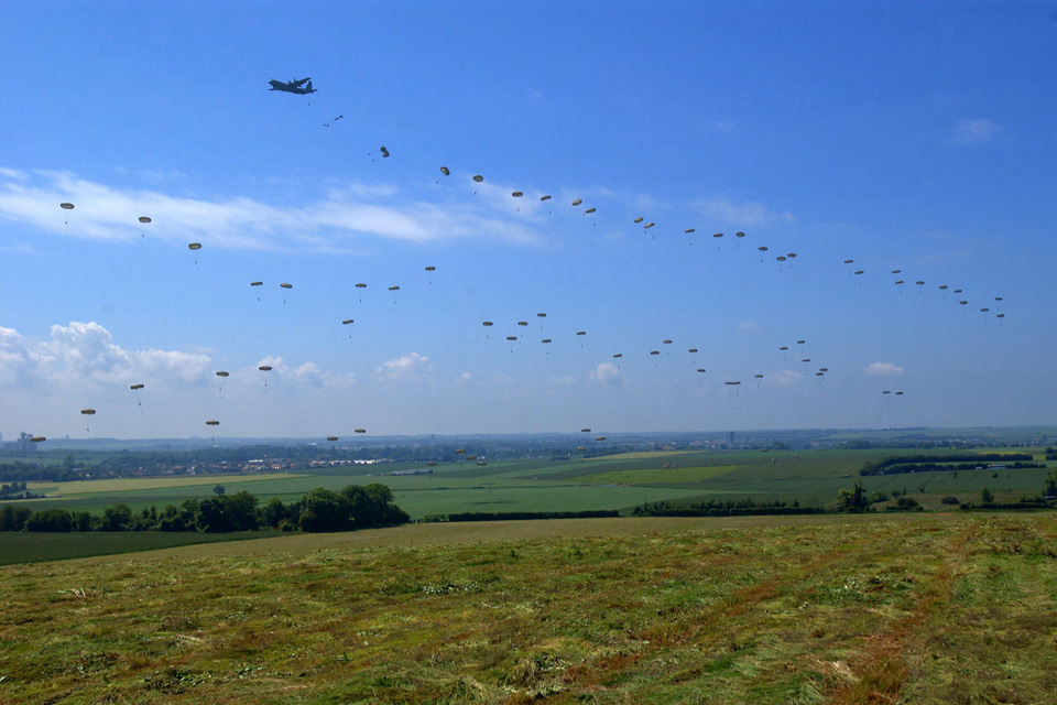 British paratroopers are dropped over Normandy, France (library image)