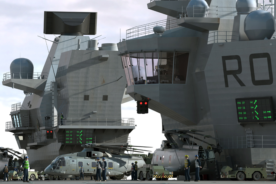 Computer-generated image of HMS Queen Elizabeth's superstructure 