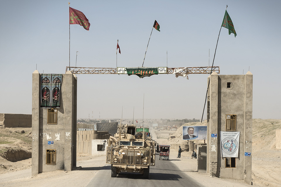 Vehicles from 2 Logistic Support Regiment take equipment back to Camp Bastion 