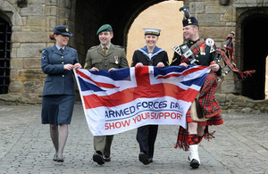 Service personnel launching Armed Forces Day 2014 at Stirling Castle [Picture: Mark Owens, Crown copyright]