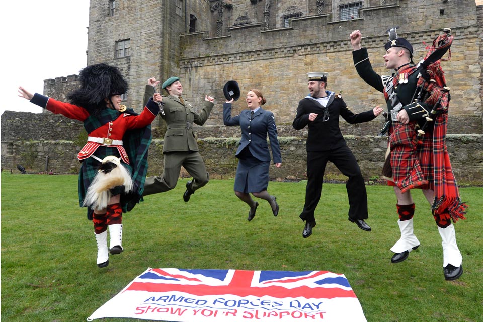 Service personnel celebrate the launch of Armed Forces Day
