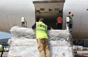 UK aid to tackle Ebola is unloaded in Freetown, Sierra Leone. Picture: James Fulker/DFID