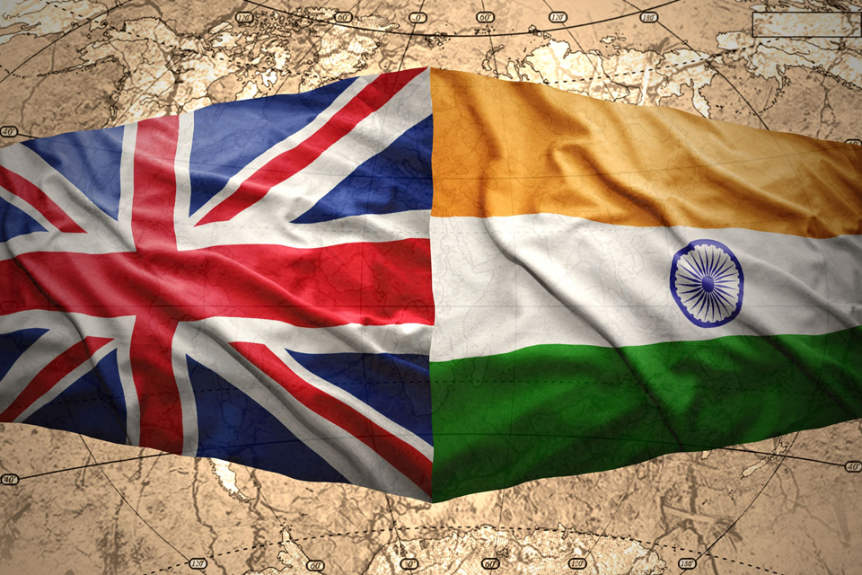 The British and Indian flags
