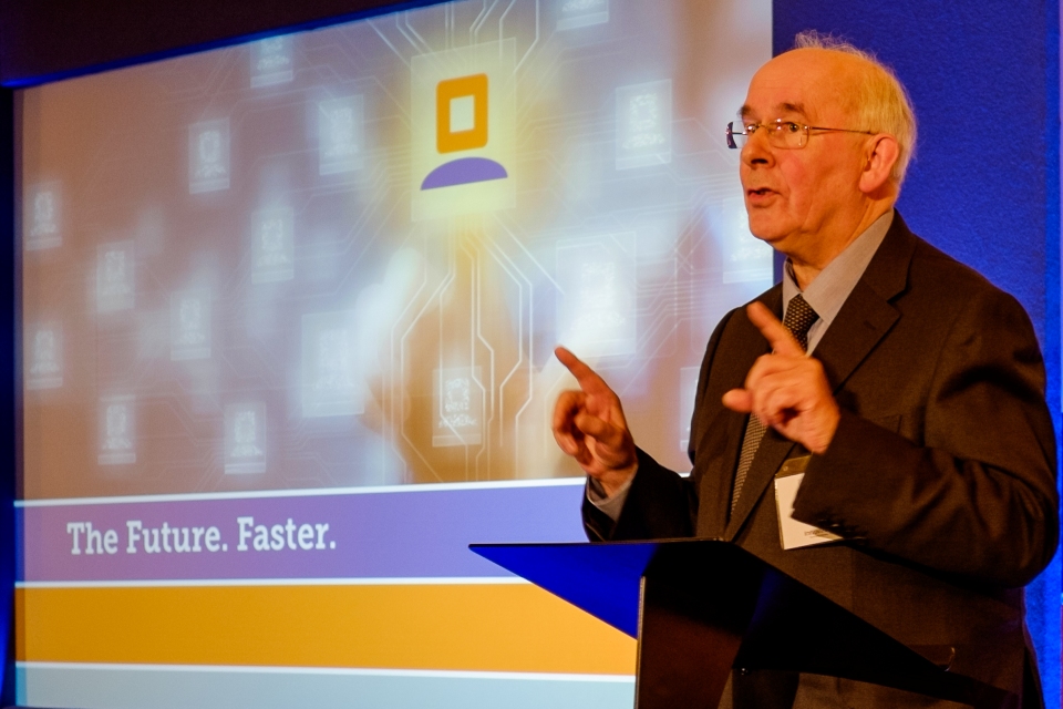 Image of David Grant, Interim CEO of Innovate UK speaking at the KTN launch