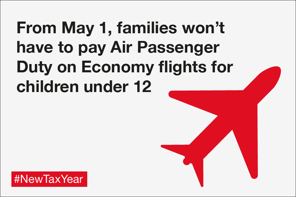 From May 1, families won’t have to pay Air Passenger Duty on Economy flights for children under 12