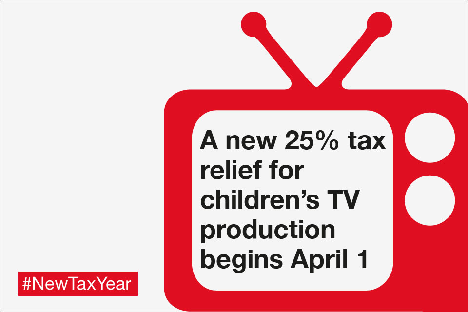 A new 25% tax relief for children’s TV production begins April 1