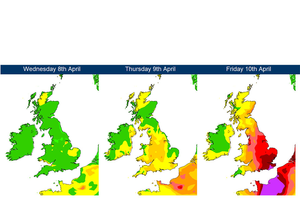 Air quality forecast maps 8 to 12 April 2015