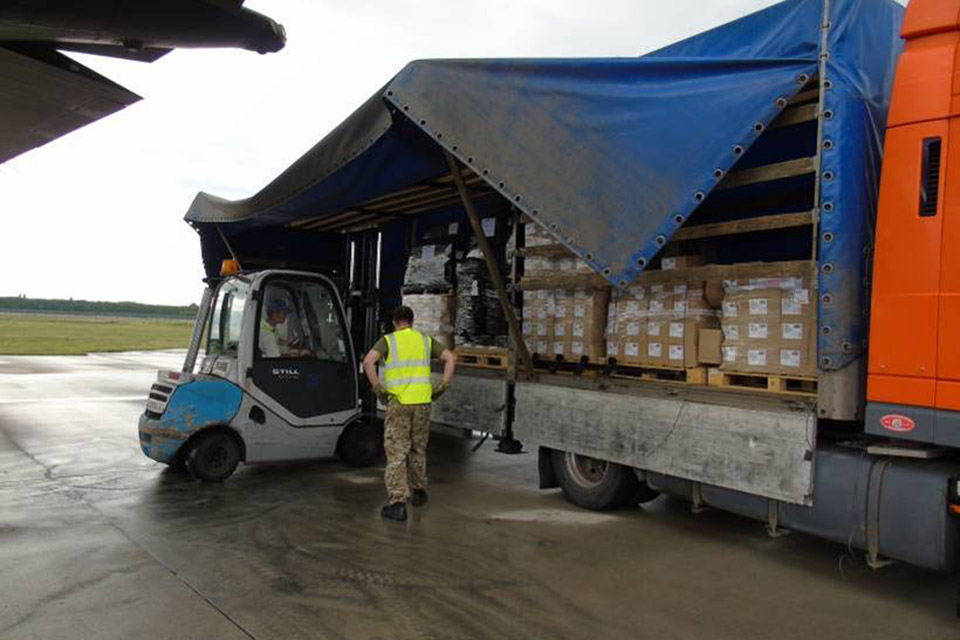 Cargo being unloaded in Ukraine