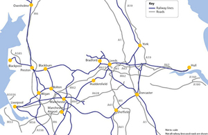 Northern Powerhouse transport map