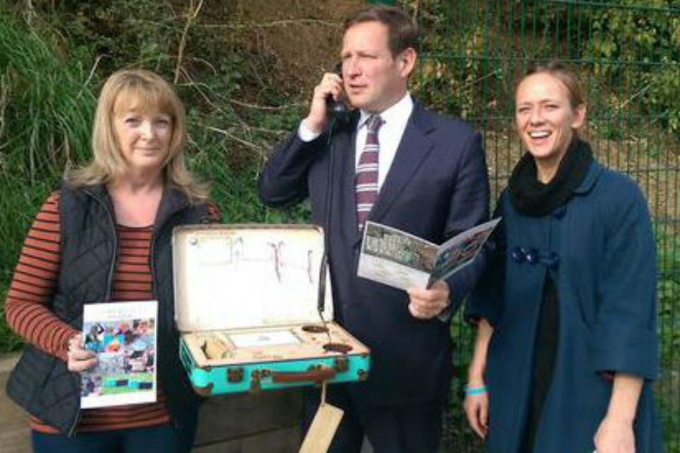 Digital Economy Minister Ed Vaizey with a digital suitcase