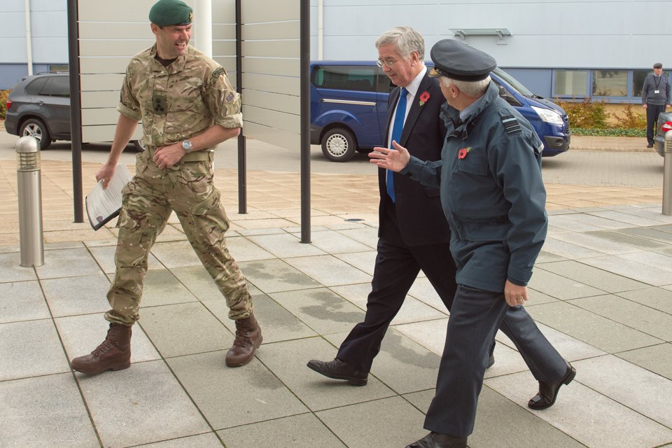 Defence Secretary Michael  Fallon arrives at RAF Wyton