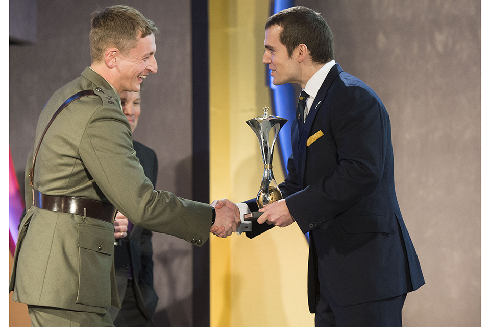 Best Reservist, presented by Henry Cavill to Major Henry Dowlen. Picture: The Sun