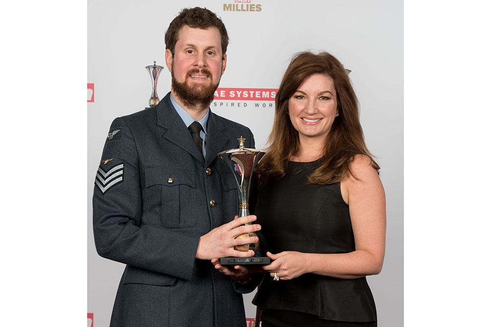 Most Outstanding Airmen awarded to RAF medic sgt Michael Beamish presented by Karren Brady at the Guild Hall, London. Picture: The Sun