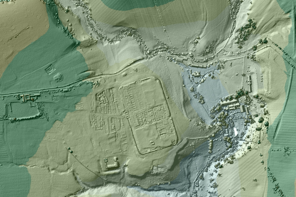 Vindolanda Roman fort: image created using EA LIDAR data