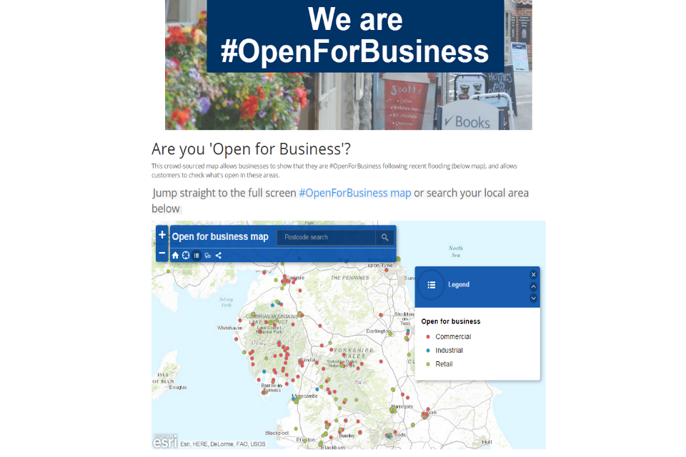 Open for business map