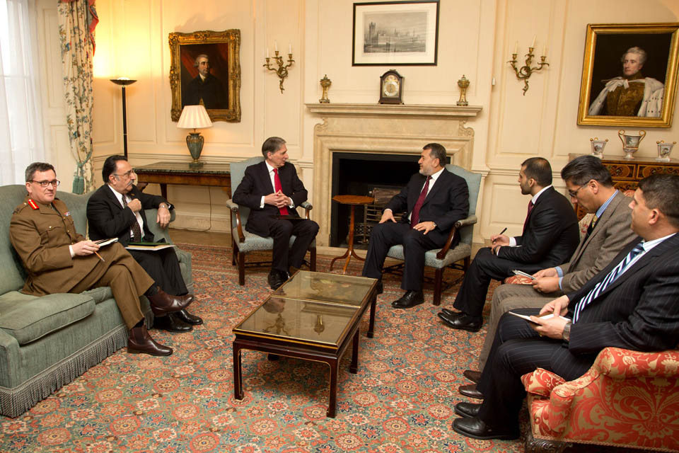 Afghan Defence Minister Bismillah Mohammadi meeting Philip Hammond