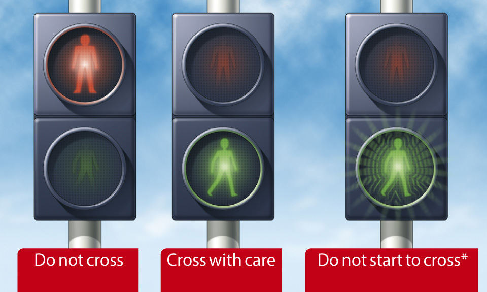 Rule 21: At traffic lights, puffin and pelican crossings. *At pelican crossings only.