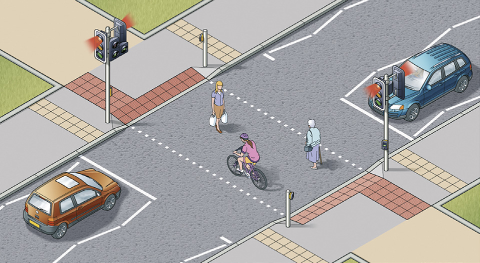Rule 25: Toucan crossings can be used by both cyclists and pedestrians
