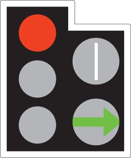 A GREEN ARROW may be provided in addition to the full green signal if movement in a certain direction is allowed before or after the full green phase. If the way  is clear you may go but only in the direction shown by  the arrow. You may do this whatever other lights may be showing. White light signals may be provided for trams