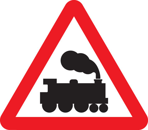 Level crossing without barrier or gate ahead